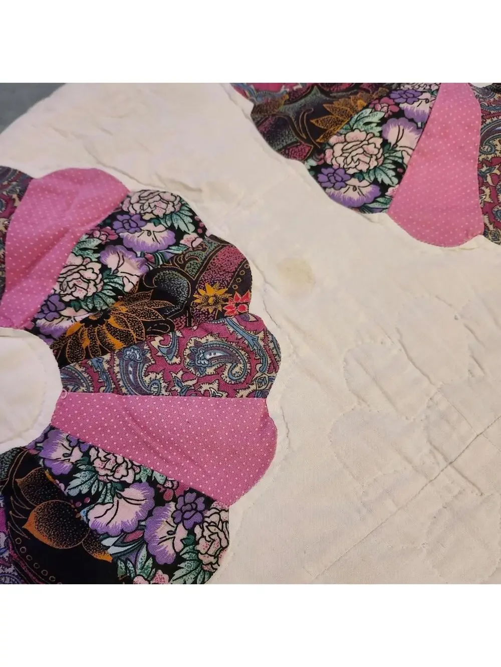 Gorgeous Purple Vintage Handmade Dresen Plate Quilt 80 x 80 In Hand Quilted